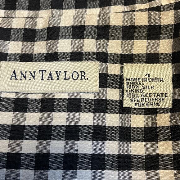 Ann Taylor Vintage Women’s‎ Black White Silk Checkered Chic Cropped Jacket 4 - Picture 6 of 6